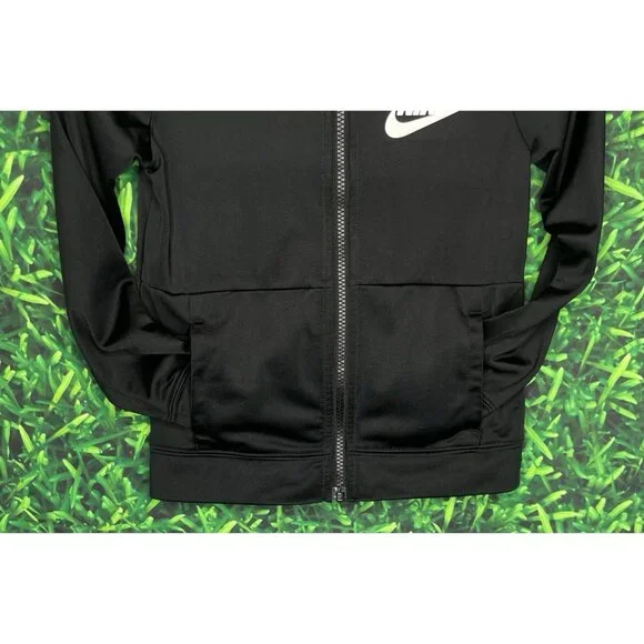 Nike Windbreaker Girls Boys Unisex 5-6 Black Full Zip Lightweight Jacket Pockets - Picture 2 of 5